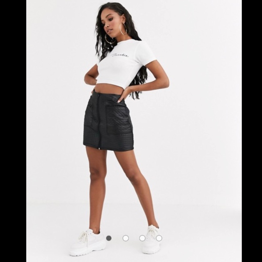 black leather trendy miniskirt